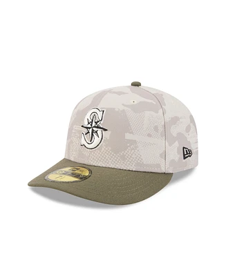 New Era Men's Light Beige/Olive Seattle Mariners 2025 Armed Forces Day 59FIFTY Fitted Hat