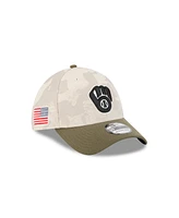 New Era Men's Light Beige/Olive Milwaukee Brewers 2025 Armed Forces Day 39THIRTY Flex Hat