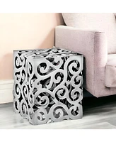 17" Silver Aluminum Square End Table