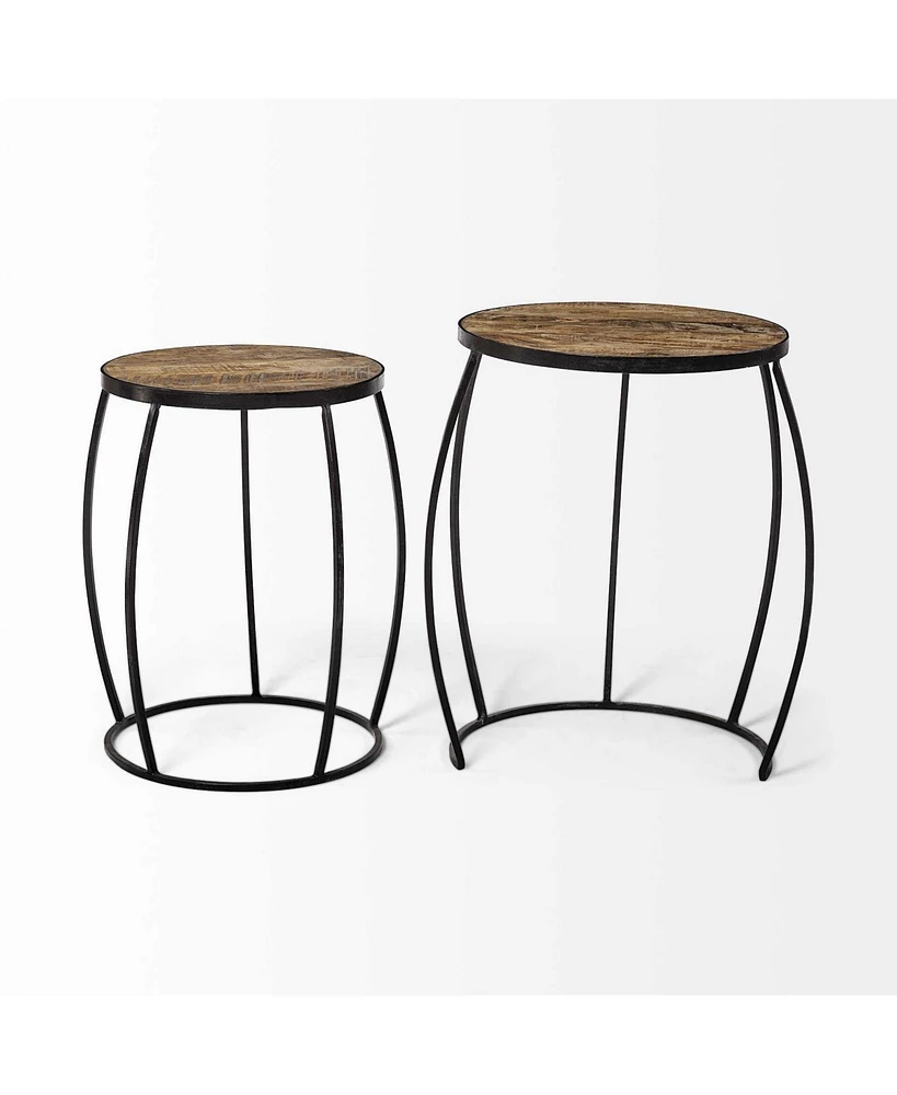 Pair of Round Solid Wood Side Tables – Rustic Charm for Any Space