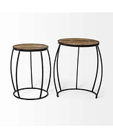 Pair of Round Solid Wood Side Tables – Rustic Charm for Any Space