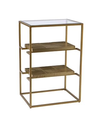 Rectangular End Table with Two Shelves for Living Room or Bedroom Storage