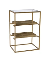 Rectangular End Table with Two Shelves for Living Room or Bedroom Storage