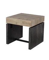 20" Natural Wood Manufactured Wood And Iron Square End Table