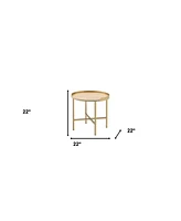 Round End Table with Metal Frame and Wood Top – Modern Industrial Design