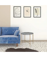 Industrial Round End Table with Manufactured Wood and Metal Frame