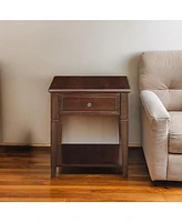 Functional Manufactured Wood Rectangular Side Table with Storage Drawer and Shelf