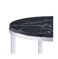 Contemporary Faux Marble and Metal Round End Table with Storage Shelf