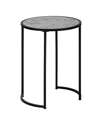 Farmhouse Style Round End Table with Bottom Shelf