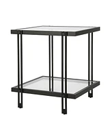 Glass and Steel End Table with Storage Shelf – Ideal for Modern Interiors