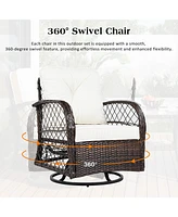 Mondawe 3-piece Outdoor Chair&Table Set Chat 2-person Rattan Seating Group