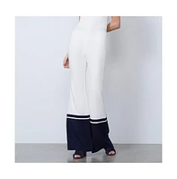Etcetera Women's Fluid Colorblock Palazzo Pants Fathom