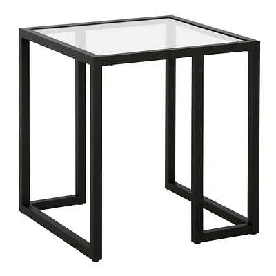 Sleek Square Glass Accent Table with Durable Metal Legs