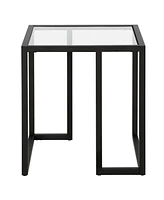 Sleek Square Glass Accent Table with Durable Metal Legs