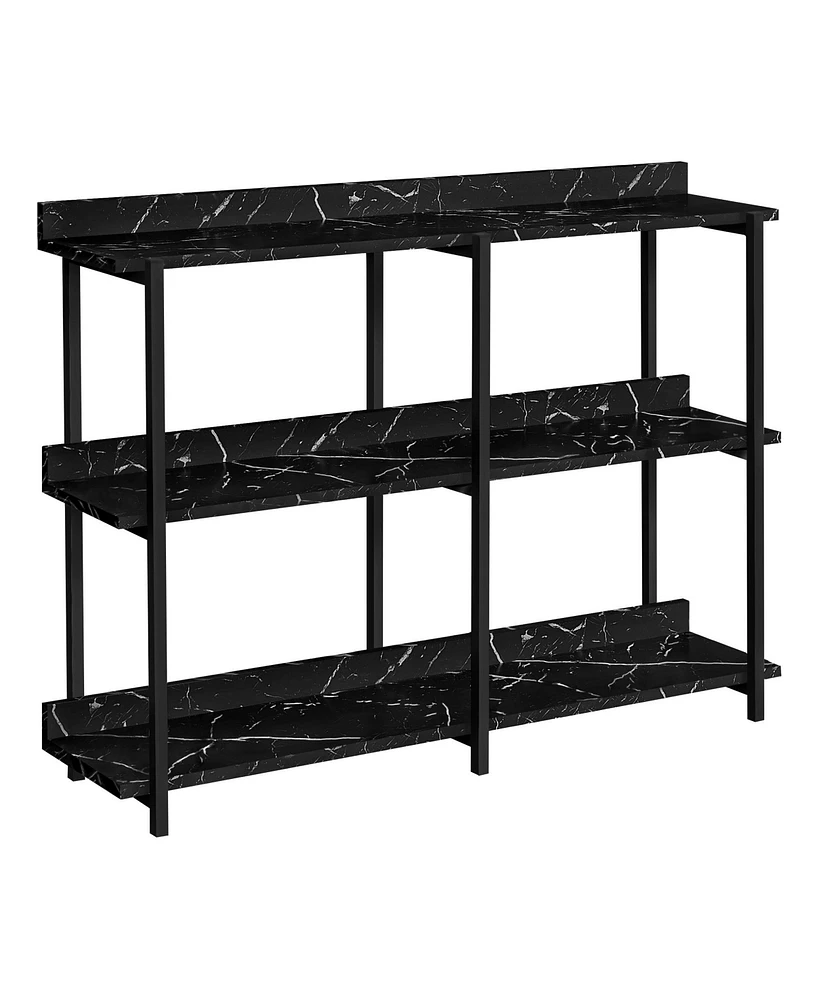 End Table with Three Shelves – Sturdy Wooden Table for Display and Storage in Any Room