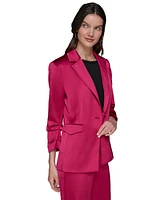 Karl Lagerfeld Paris Women's Satin Scrunched-Sleeve Jacket