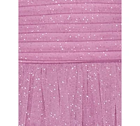 B Darlin Juniors' Strapless Side-Shirred Tiered Glitter Mini Dress