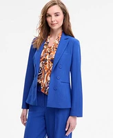 Tahari Asl Womens Clasp Blazer Wide Leg Pants Tie Neck Blouse Wide Leg Pants