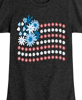 Hybrid Apparel Big girls Americana Floral Flag Graphic T-Shirt