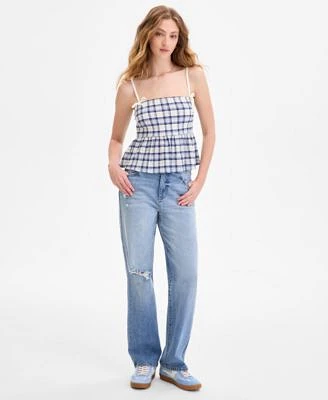 Juniors Planet Heart Plaid Babydoll Bow Strap Tank Celebrity Pink Juniors Straight Leg Jeans