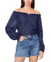 Vince Camuto Women's Solid-Color Off-the-Shoulder Button Blouse