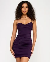 Emerald Sundae Juniors' Draped-Neck Bodycon Dress
