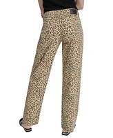 Dkny Jeans Women's Animal Print High Rise Straight-Leg Cotton - L91