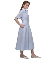 Dkny Jeans Women's Dropped Waist Button-Front Collared Dress - EDS