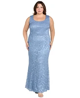 R & M Richards Plus Metallic Lace Jacket and Dress