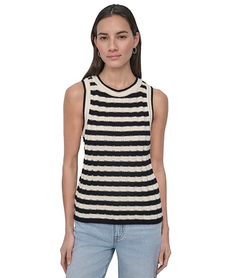 Dkny Jeans Women's Ribbed Striped Crewneck Tank Top