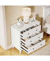 Tribesigns 31.5" W Oversized Modern Nightstand for Bedroom, Large 3 Drawers Tall Bedside Table, Sofa Side End Table, Wide Storage Cabinet for Liv