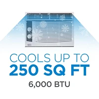 Black+Decker Window Air Conditioner 6,000 Btu, Ac Window Unit Cools Up to 250 Square Feet, Window Ac Unit with Remote Control, 3 Cooling Speeds and Fa