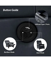Basilio Genuine Leather Power Recliner with Usb Port