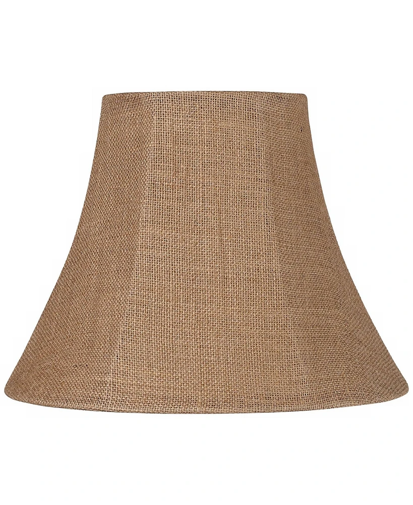 Natural Burlap Medium Bell Lamp Shade 7" Top x 14" Bottom x 10.5" High (Spider) Replacement with Harp and Finial - Springcrest