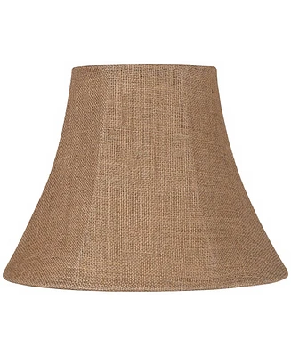Natural Burlap Medium Bell Lamp Shade 7" Top x 14" Bottom x 10.5" High (Spider) Replacement with Harp and Finial - Springcrest