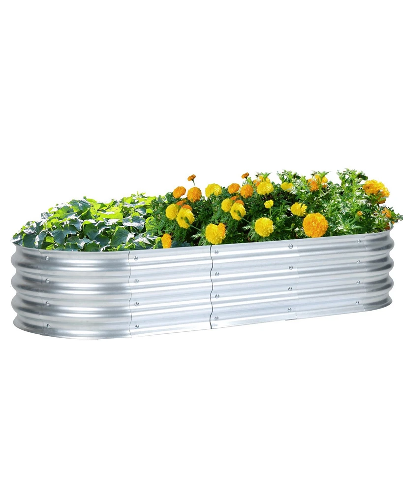 Aoodor Galvanized Raised Garden Bed Kit, 59''(L) x 23.62''(W) x11.81''(H) Outdoor Garden Planter Oval Large Boxes for Vegetables, Flowers, Herbs