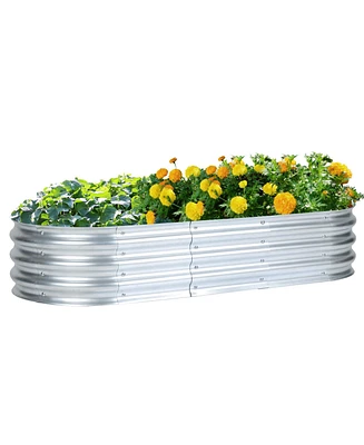 Aoodor Galvanized Raised Garden Bed Kit, 59''(L) x 23.62''(W) x11.81''(H) Outdoor Garden Planter Oval Large Boxes for Vegetables, Flowers, Herbs