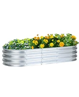 Aoodor Galvanized Raised Garden Bed Kit, 59''(L) x 23.62''(W) x11.81''(H) Outdoor Garden Planter Oval Large Boxes for Vegetables, Flowers, Herbs