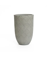 LuxenHome Gray Glen Pattern 22.4-Inch Tall MgO Round Planter