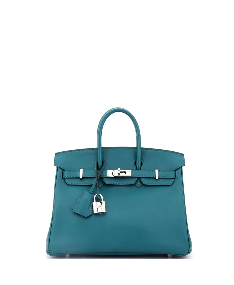 Pre-Owned Hermes Birkin 25 Handbag Swift with Palladium Hardware