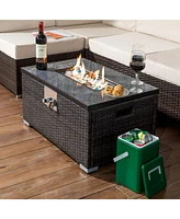 Outdoor Fire Table Propane Fire Pit Rattan gas fire table, gas fire table with tile tabletop