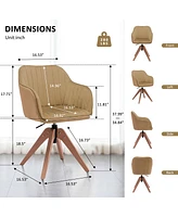 Velvet Arm Chair with Wooden Legs for Dining Room Table or Sitting Area