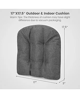 4 Pack 17.5 x 17 Inch U-Shaped Chair Pads with Polyester Cover-Grey