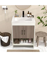 25 Inch Bathroom Vanity Sink Combo Cabinet with Doors and Open Shelf
