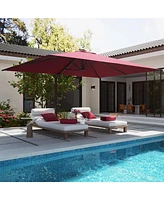 Mondawe 156"W x 120"D Rectangular Cantilever Umbrella with Detachable Led Atmosphere Light and Bluetooth Player
