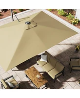 Mondawe 13ft Square Solar Led Cantilever Patio Umbrella with Included Base Stand & Bluetooth Light