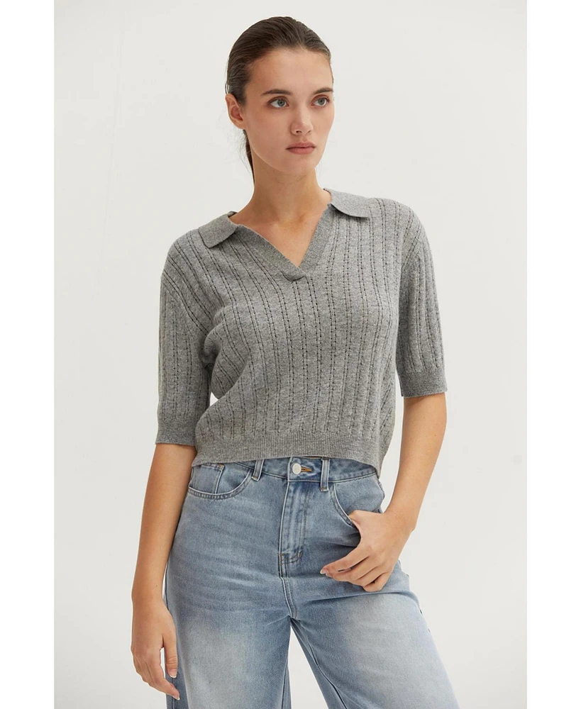 Crescent Women's Saman Pointelle Knit Top