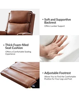 Carlos Transitional Genuine Leather Swivel Rocker Recliner with Metal Base