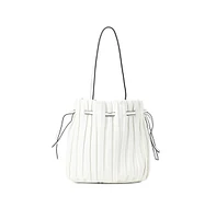 Women's Tug-And-Go White Bucket Bag