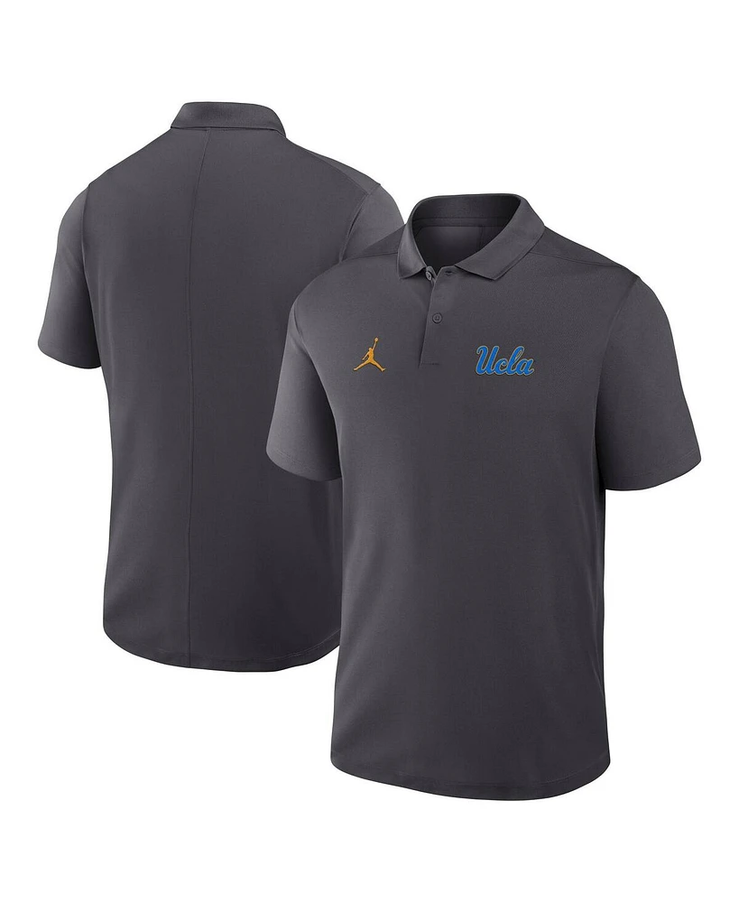 Jordan Men's Anthracite Ucla Bruins Primetime Victory Primary Logo Performance Polo Shirt